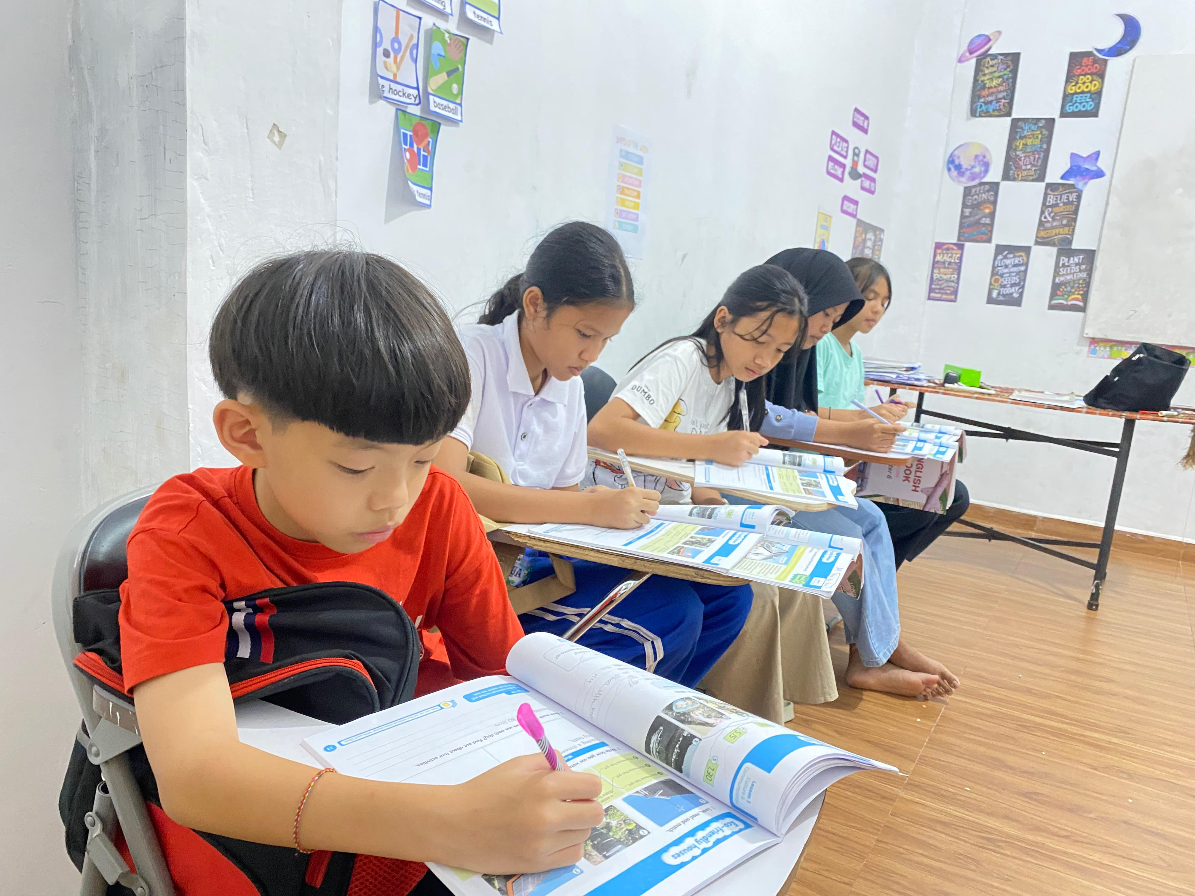 Teacher with students